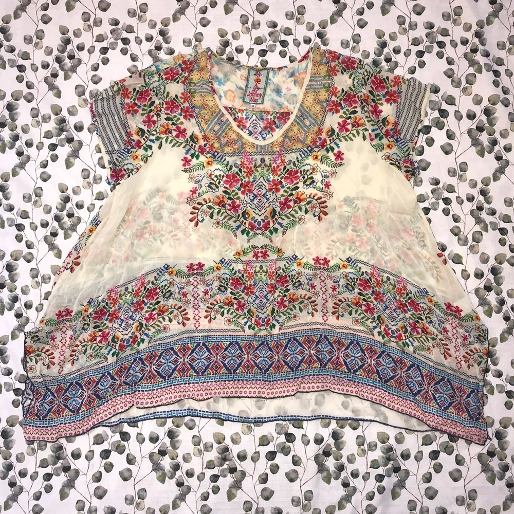 Johnny Was Trends Short Sleeve Printed Top - Picture 2 of 7